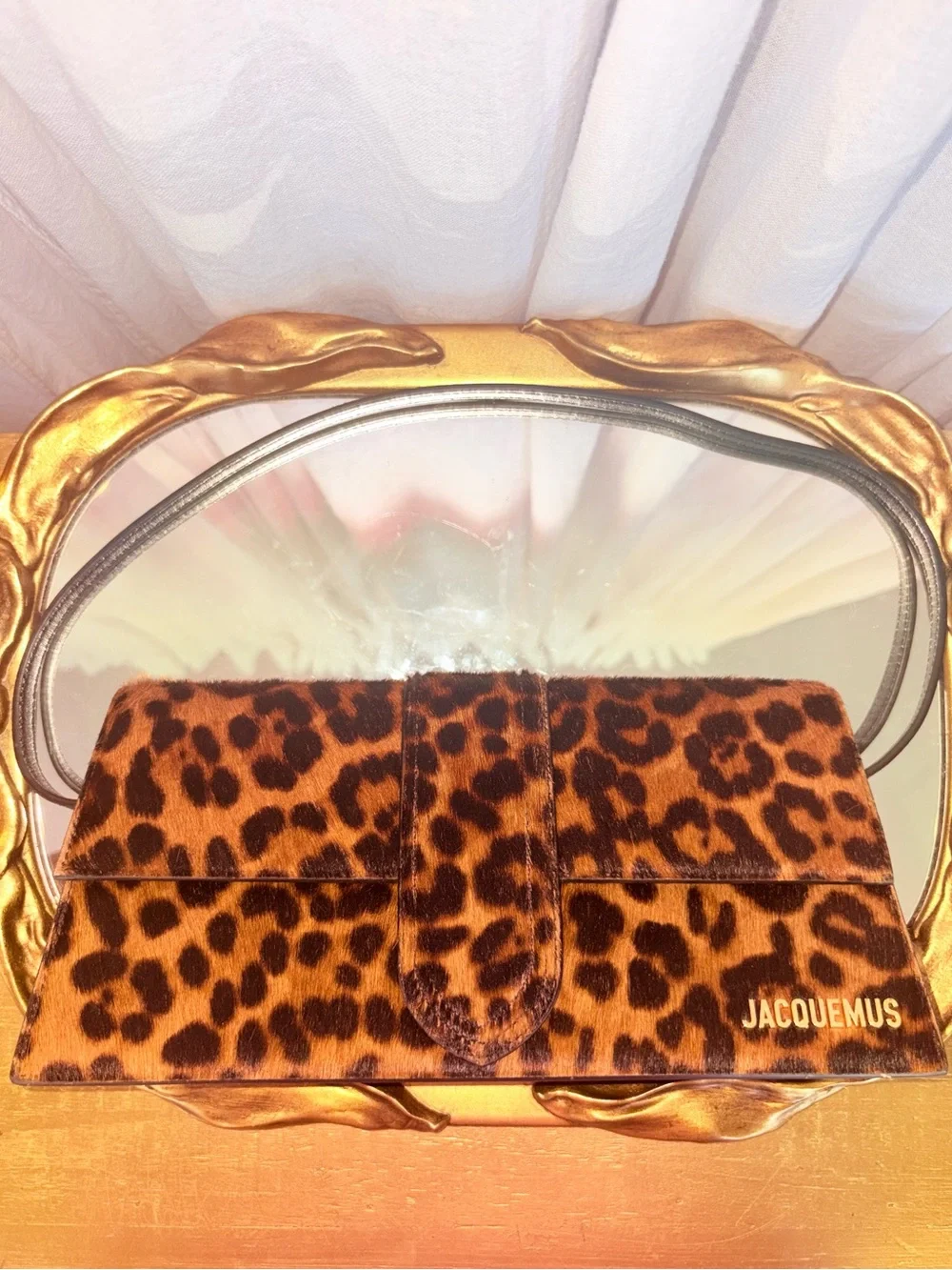 Jacquemus Le Bambino Long Leopard Calf Hair Shoulder Bag
